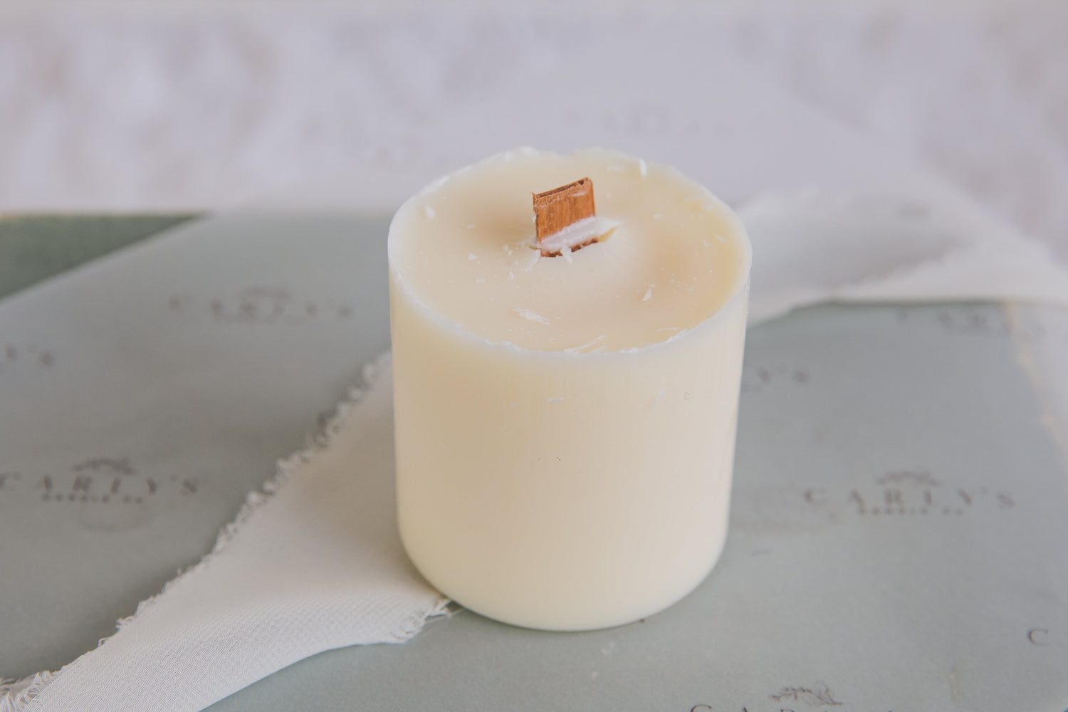 100% soy wax candle refill, with wood wick. 